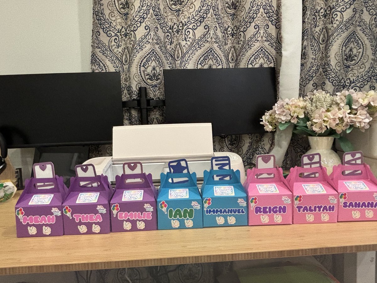 The first personalized Craft Dreams gable boxes, lined up before the party